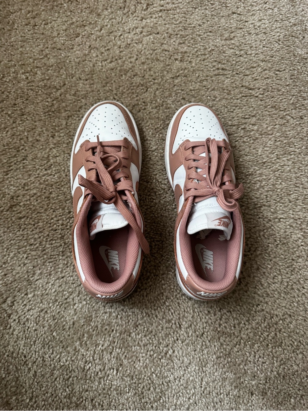 Nike Low-Top Sneakers in White & Dusty Pink